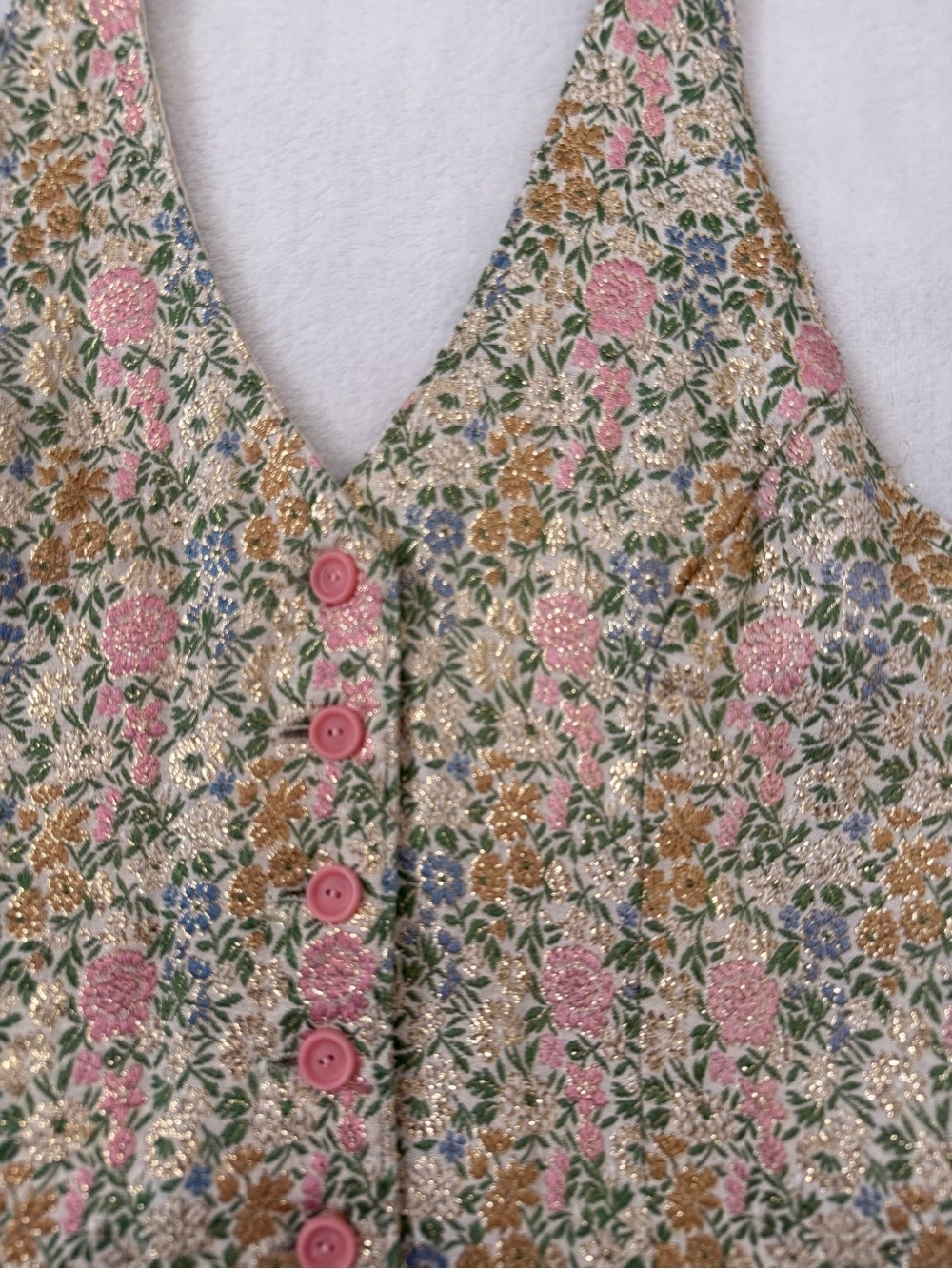 Fairycore Floral Brocade Halter Vest Whimsy Goth Cottagecore Boho Top - Picture 3 of 7